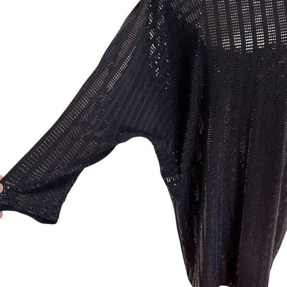NEW Clara Sun Woo Soft Stretch Knit Black Shimmer Dolman Tunic Dress Size Large - Picture 3 of 6